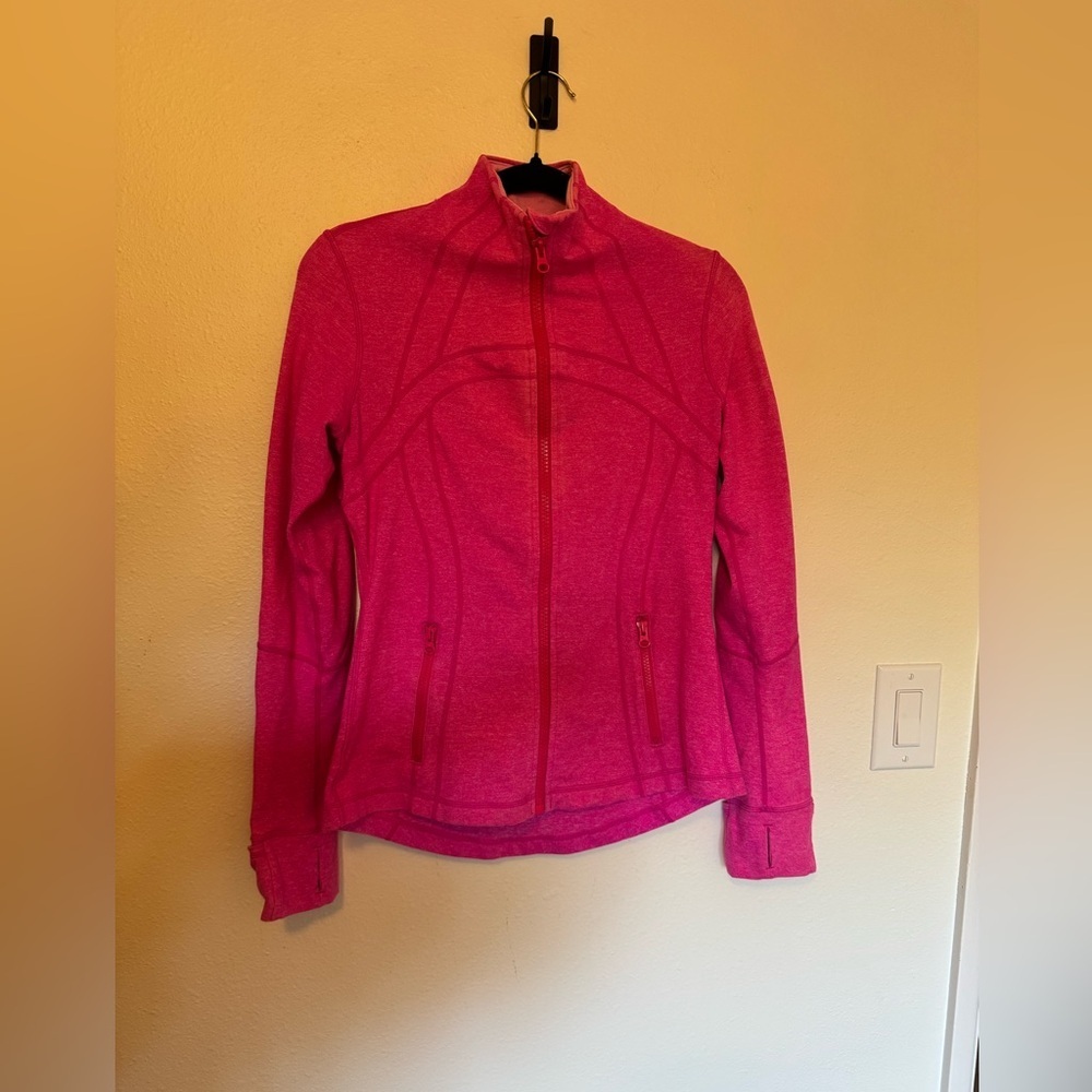 Lululemon Define Jacket Full Zip Heathered Bright Pink Size 10 EUC - Picture 2 of 9
